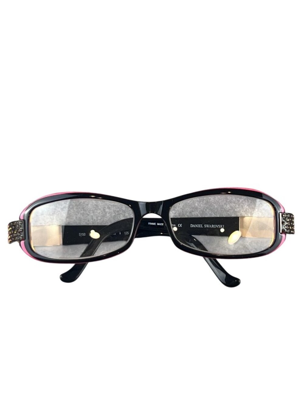 Daniel Swarovski S150 20 6053 Black 53-16 Womens Crystal Rectangular Eyeglasses